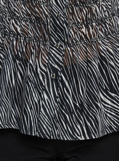 Bexlee Collared Chiffon Ruched Top Animal