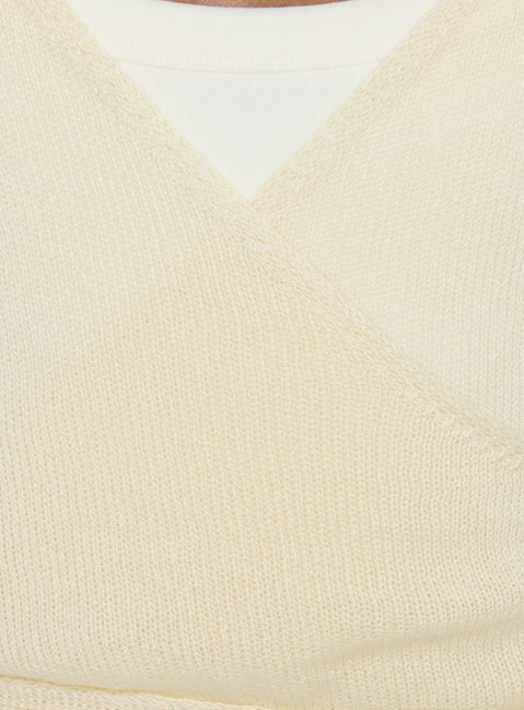 Tonee Sheer Wrap Knit Cardigan Butter Cream