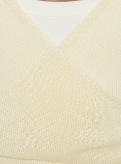product Princess Polly Tonee Sheer Wrap Knit Cardigan Butter Cream cropped 