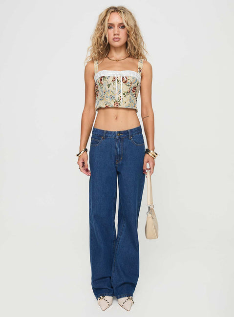 front view of model wearing Princess Polly Clydes Top Multi Sleeveless Square Neck 