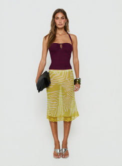 Cielo Mesh Halter Top Plum