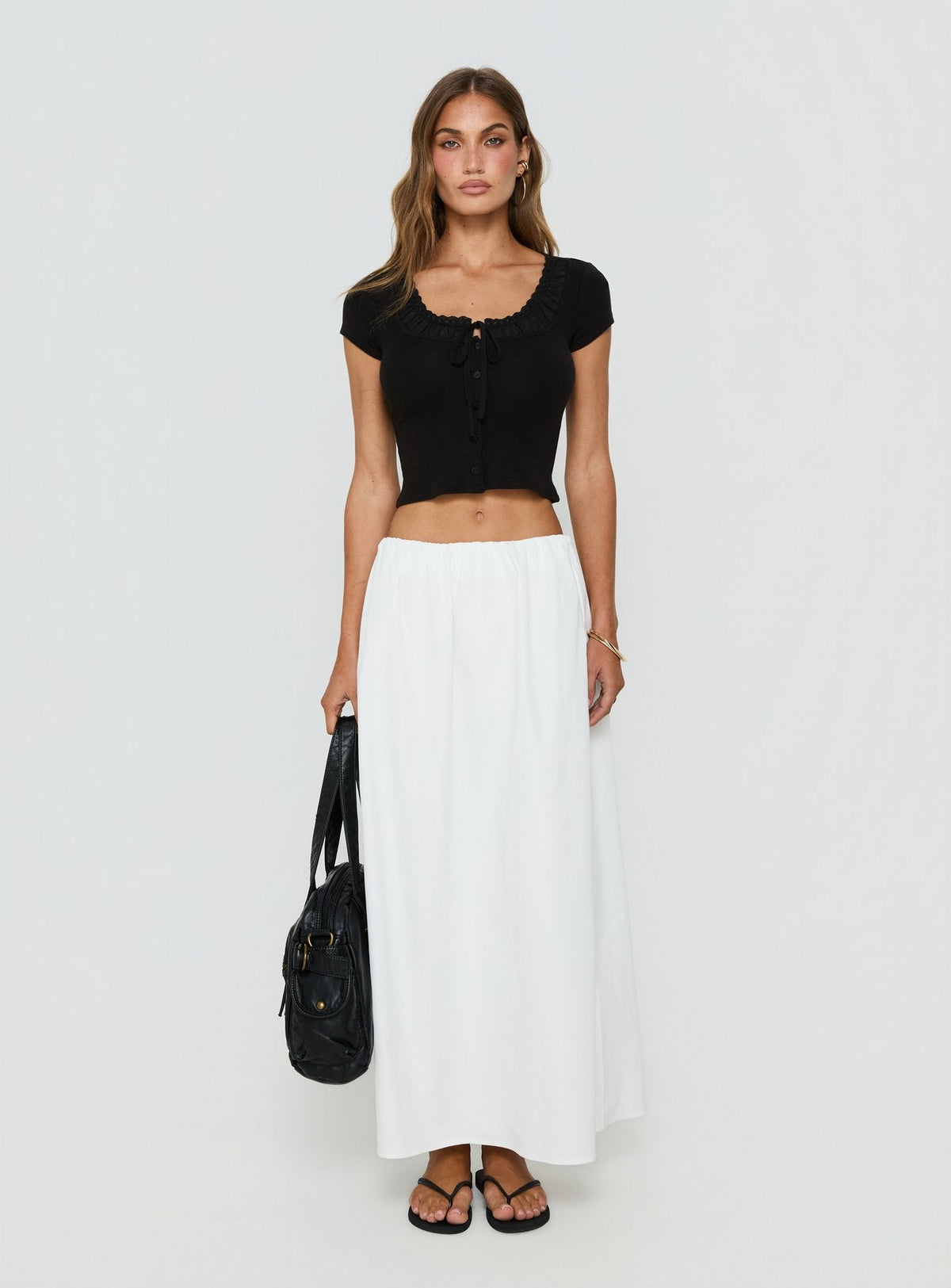 Kaliyah Layered Button Down Top Black