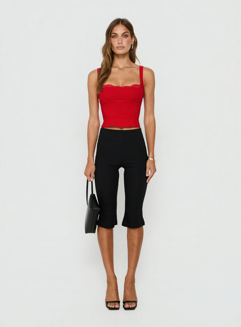 Tovelle Panelled Lace Neckline Corset Top Red
