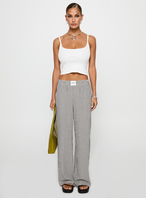 Beach House Pants Black / White Stripe