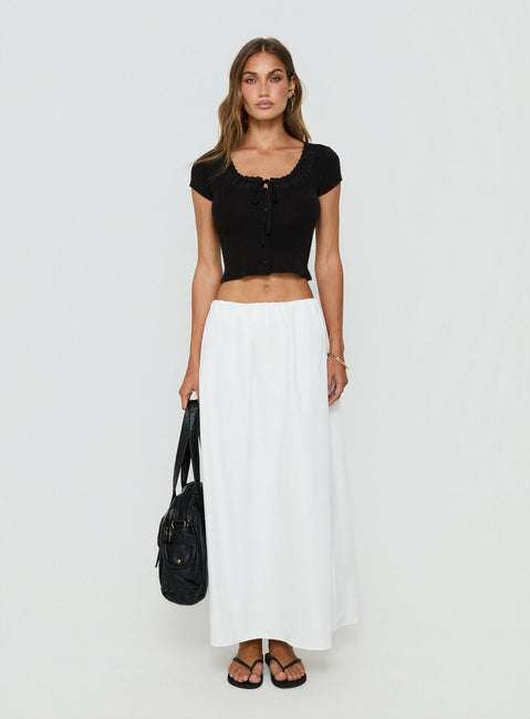 Lunea Concealed Waistband Maxi Skirt White