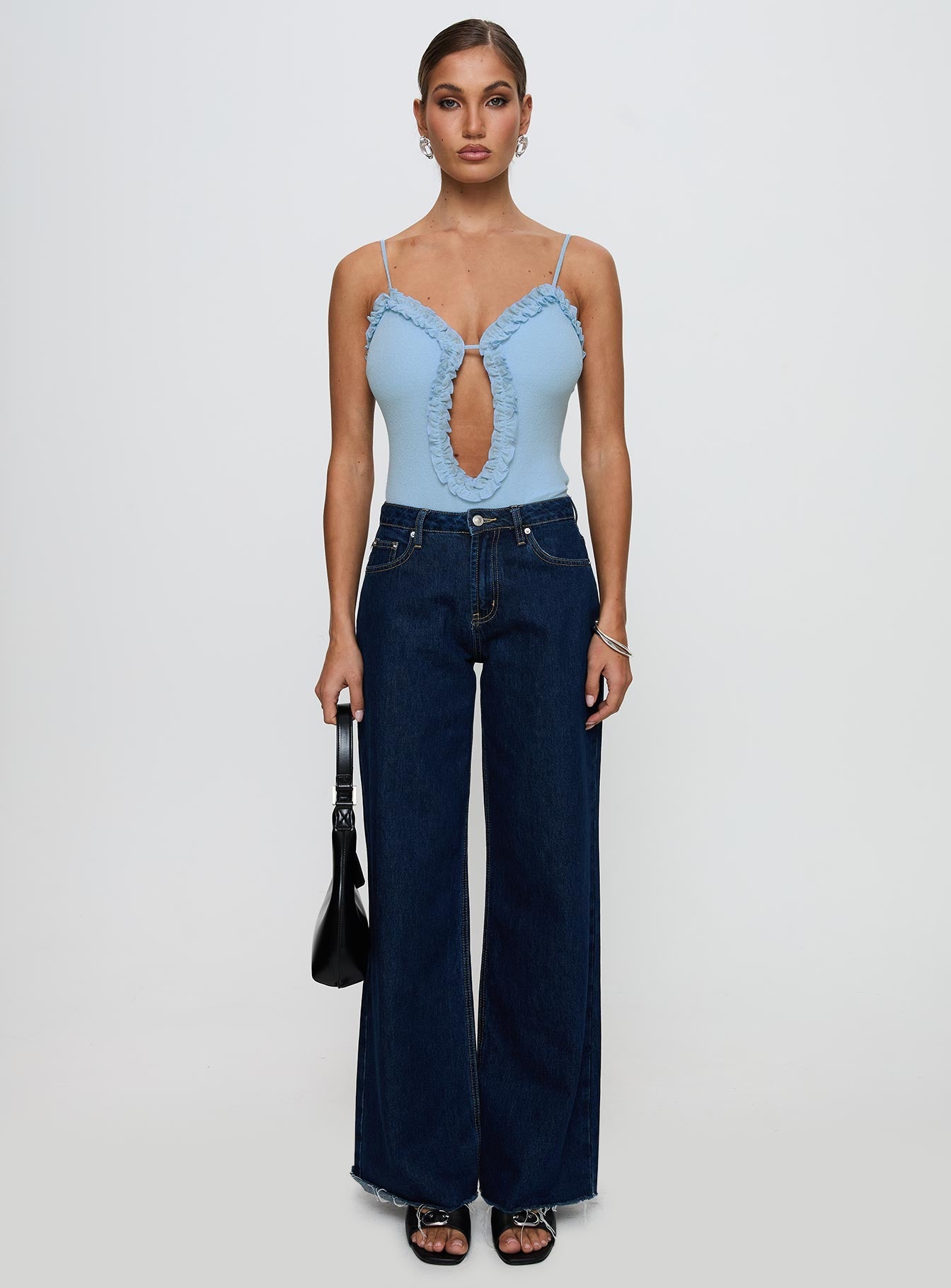 Rhyde Plunging Frill Bodysuit Blue