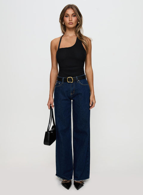 back view of model wearing Princess Polly Siennah Bodysuit Black Sleeveless 