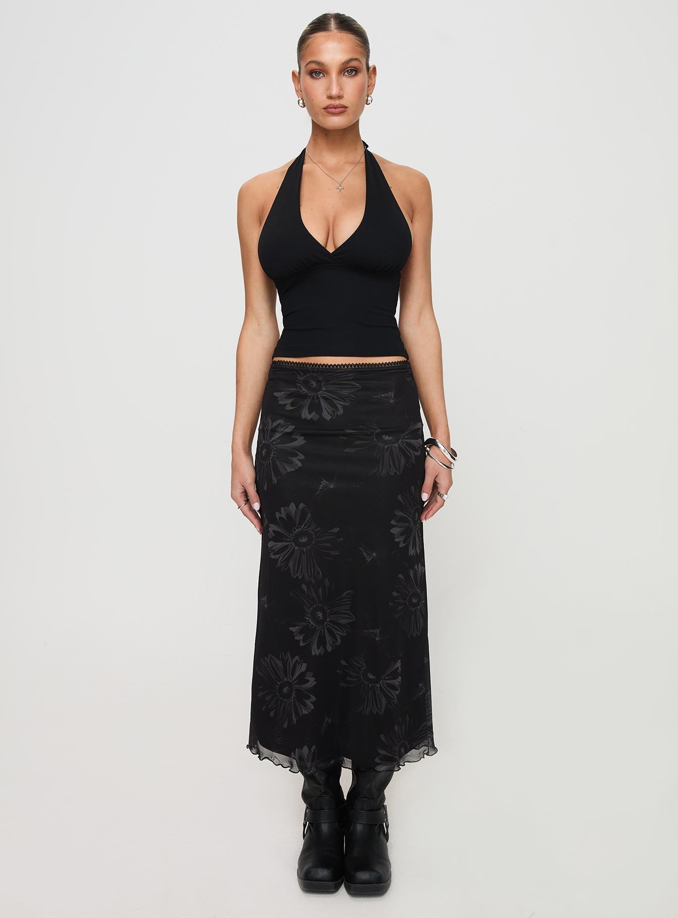 Eleazar Mesh Maxi Skirt Black