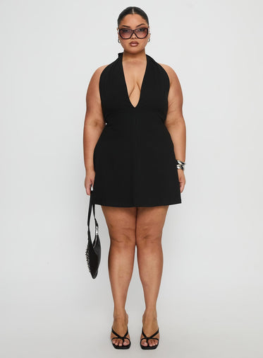 Hollywood Hills Plunge Neck Playsuit Black Curve
