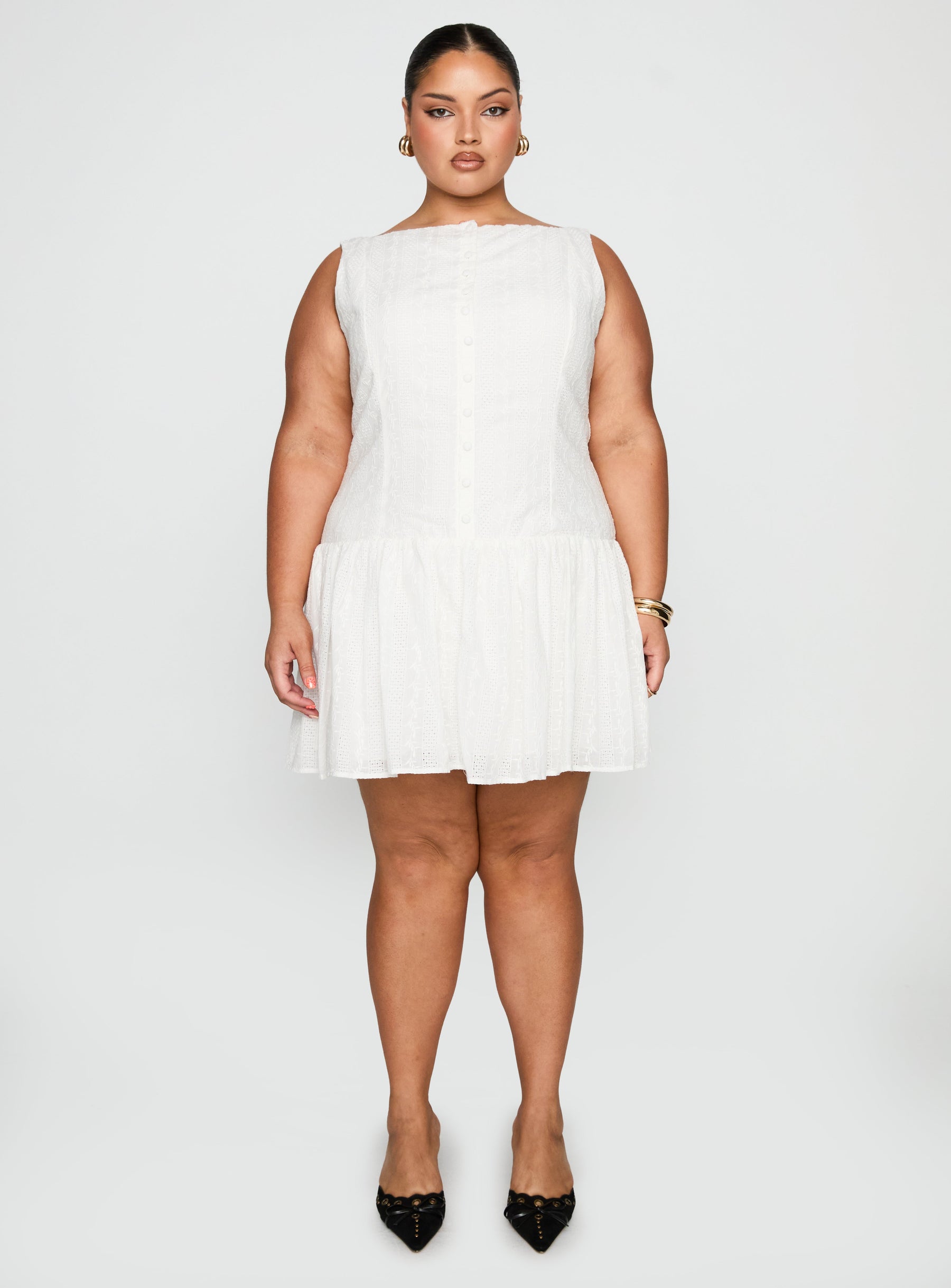 Sweeter Places Embroidered Mini Dress White Curve | Princess Polly Sweeter Places Embroidered Mini Dress White Curve | Princess Polly