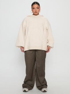 Princess Polly Knit Hoodie Beige Curve