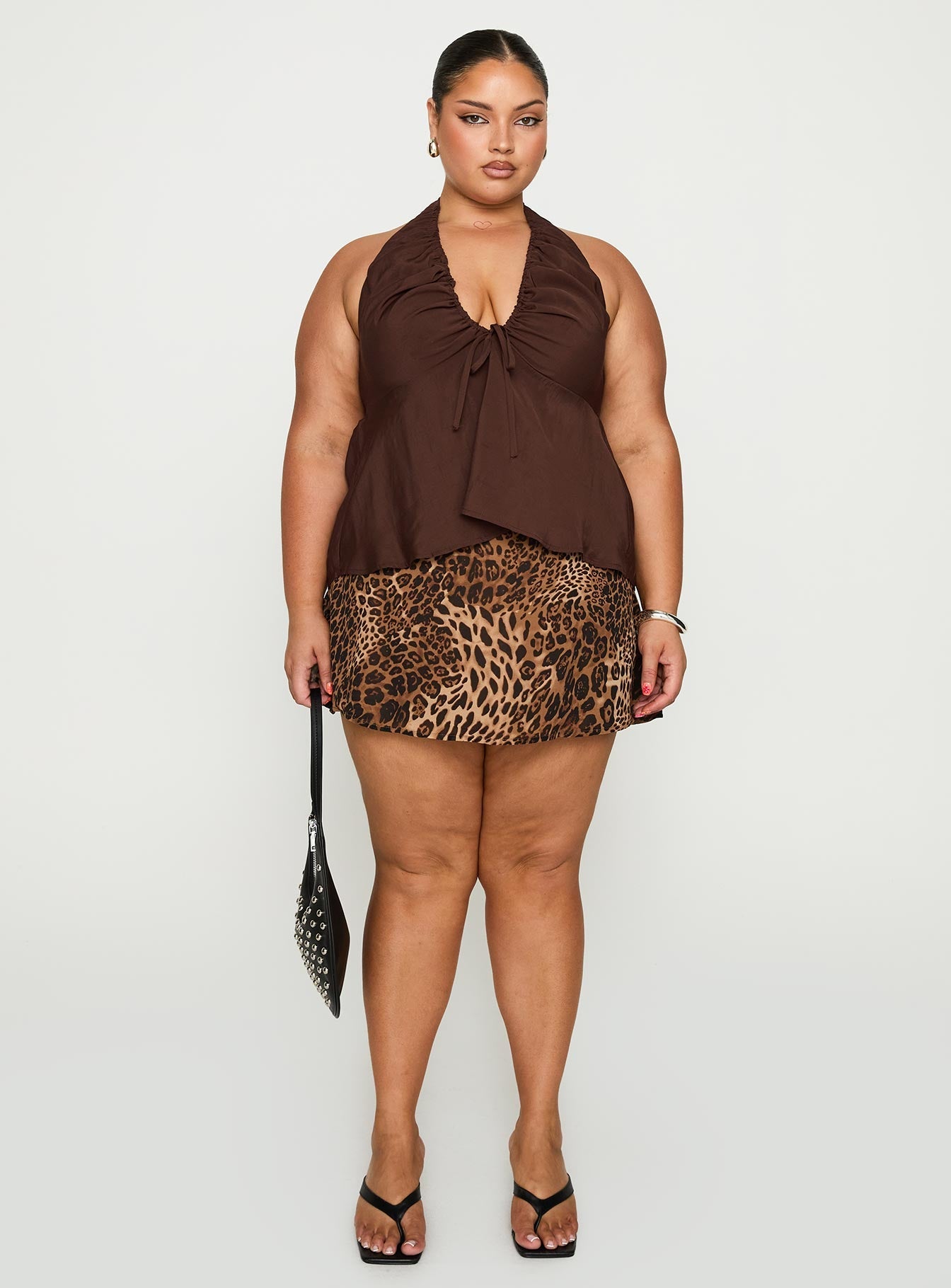 Gadot Halter Top Brown Curve