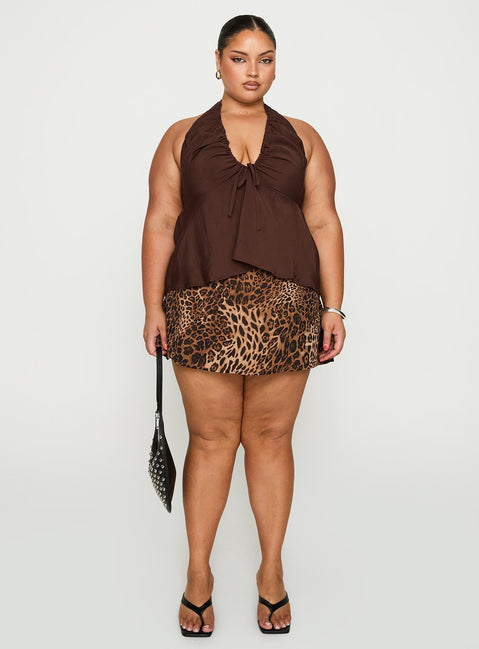 Gadot Halter Top Brown Curve