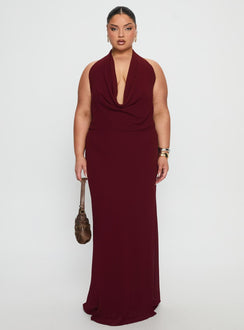 Vortexa Halter Maxi Dress Currant Curve
