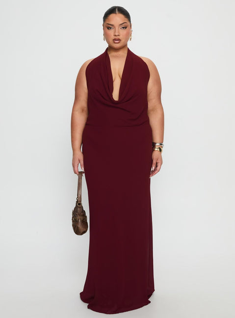 Vortexa Halter Maxi Dress Currant Curve