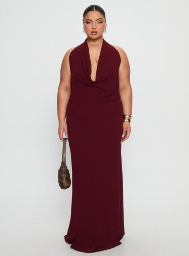 Vortexa Halter Maxi Dress Currant Curve