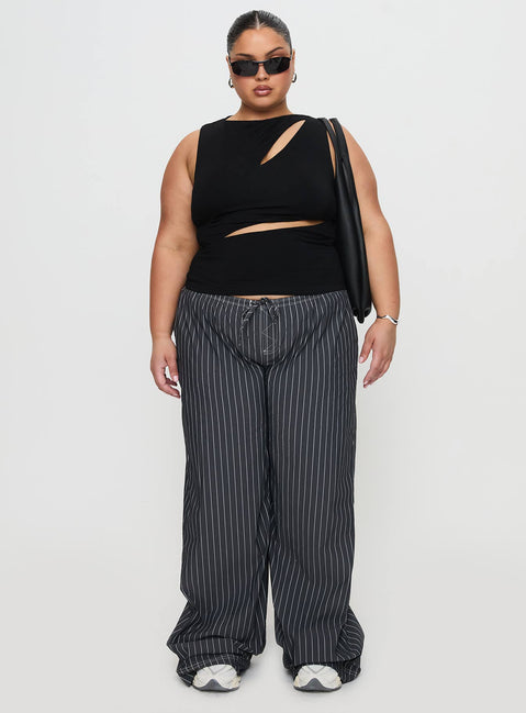 Ablaze Cut Out Top Black Sleeveless High Neck 