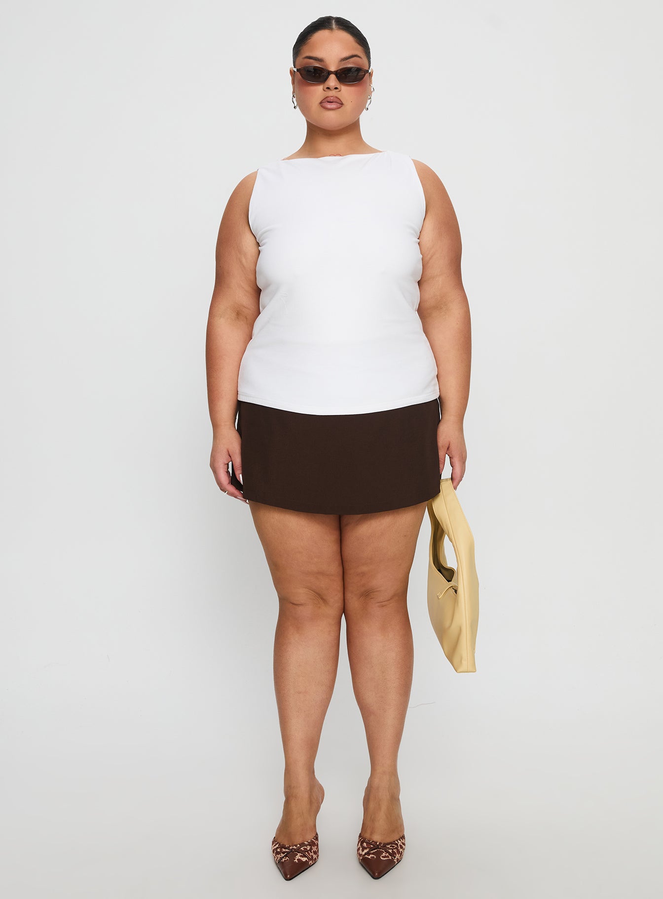 Lose Your Number High Neck Top White Curve