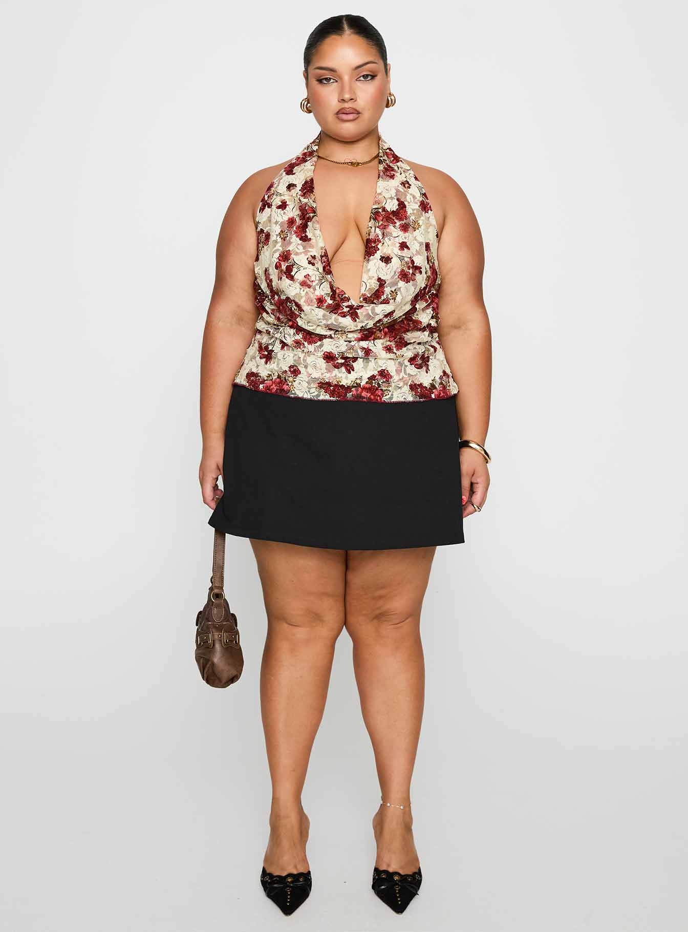 Capulet Halter Cowl Top Floral Curve