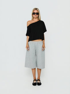 Bailea Off Shoulder Cropped Tee Black
