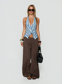 Blairee Hanky Halter Top Blue Stripe