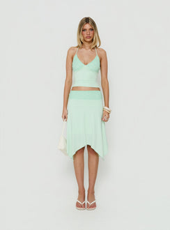 Natabelle Lace Detail Midi Skirt Mint