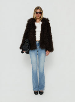 Felicea Faux Fur Jacket Chocolate