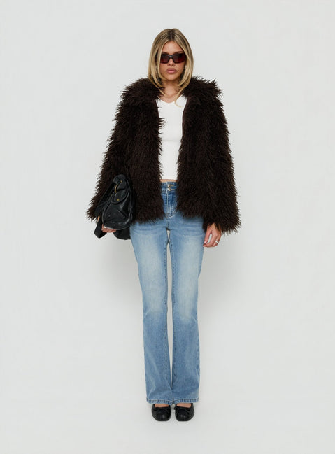 Felicea Faux Fur Jacket Chocolate