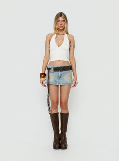 Opalite Ruched Halter Top White