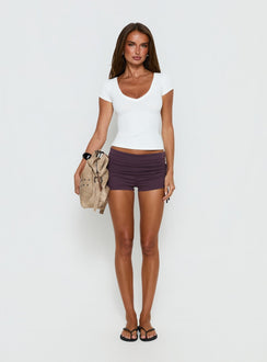 Daily Define Deep V Short Sleeve Top White