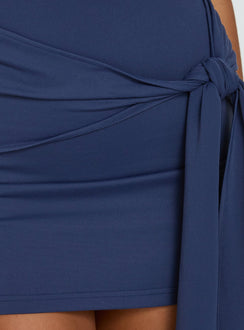 Daily Define Tie Waist Mini Dress Navy