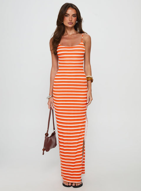 Elestria Maxi Dress Orange Stripe