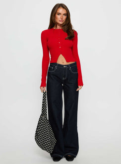 Suzu Long Sleeve Knit Top Red