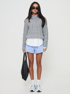 Cable knit sweater Turtle neck, ribbed trim detail Slight stretch, unlined 