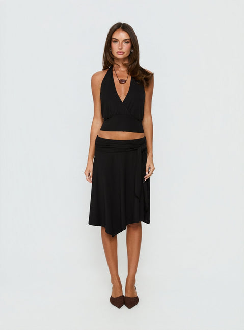 Arabele Halter Wrap Top Black