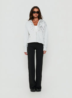 All Day Studded Oversized Hoodie Grey Marle