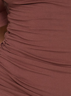 Luckiest Girl Off Shoulder Cinched Top Clay