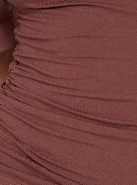 Luckiest Girl Off Shoulder Cinched Top Clay