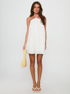 Moonlit Mini Dress White Polka