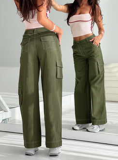 Mid-rise cargo pants Belt looped waistband, zip & button fastening, six pockets, wide leg Non-stretch material, unlined 