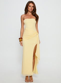 Analeah Strapless Maxi Dress Lemon Yellow