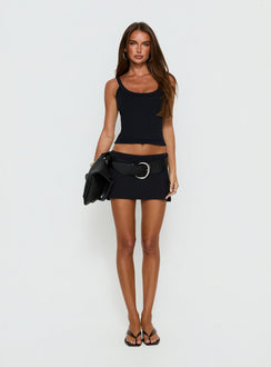 Kasper Cinched Longline Tank Top Black