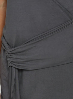 Apola Halter Plunge Mini Dress Slate