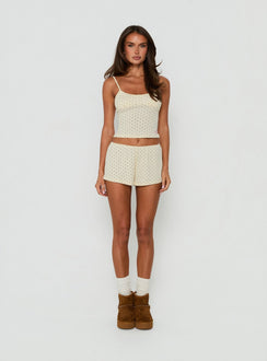 By Nightfall Pointelle Sleep Tank Top Cream Polka Dot