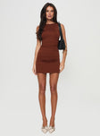 Mini dress Slim fit, high neckline, ruching detail at side Good stretch, fully lined  Princess Polly Lower Impact 