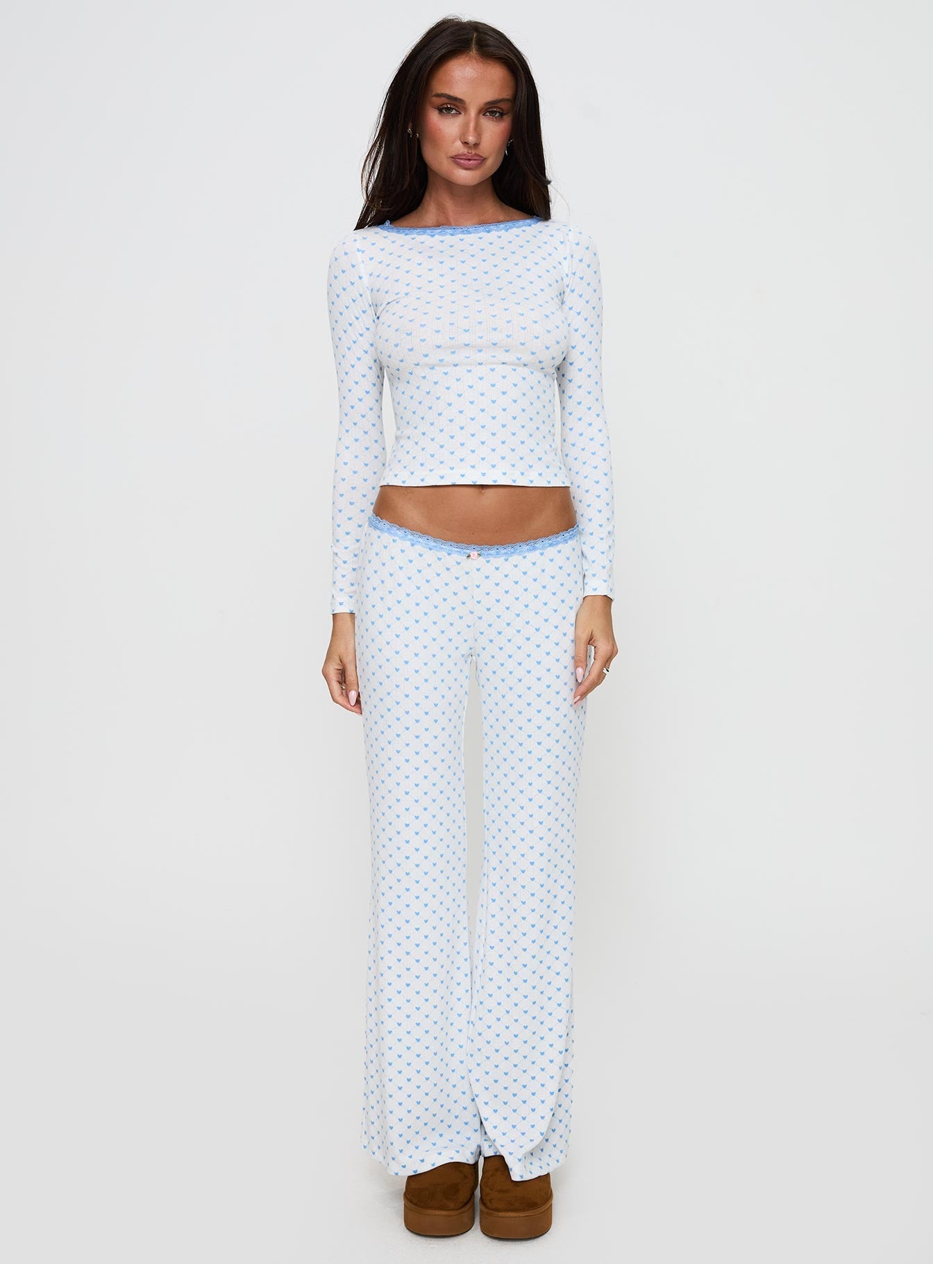 Whimsie Pointelle Sleep Pants Blue / White