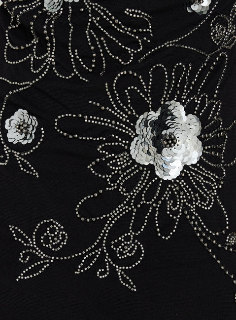 Daphie Beaded Mini Dress Black / Silver