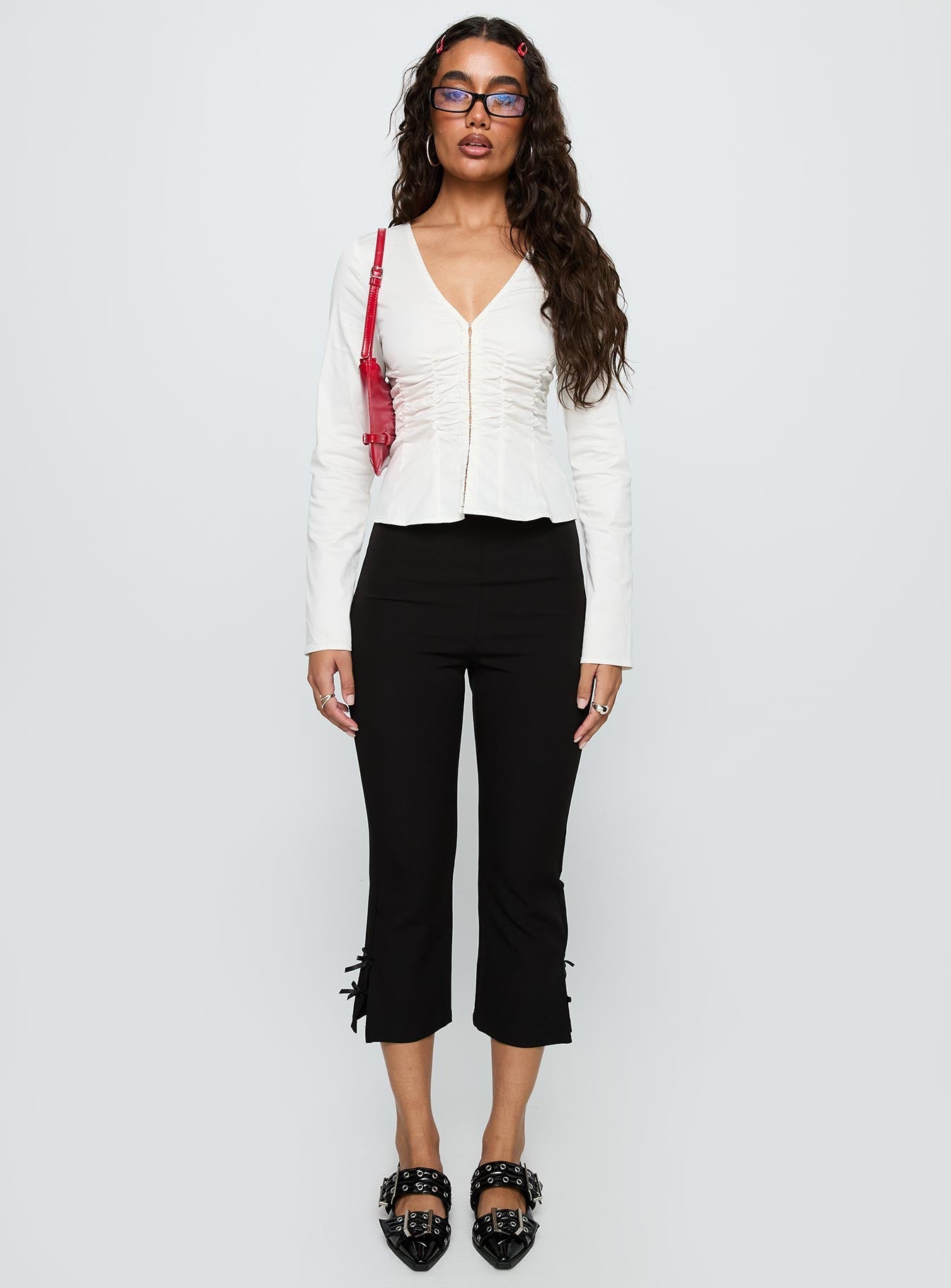 Indulgence Long Sleeve Corset Top White