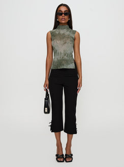 back view of model wearing Princess Polly Nights All Alone High Neck Top Multi Sleeveless High Neck 