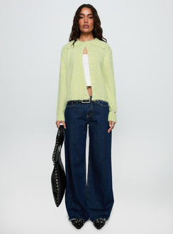 Nayara Collared Asymmetric Knit Sweater Green
